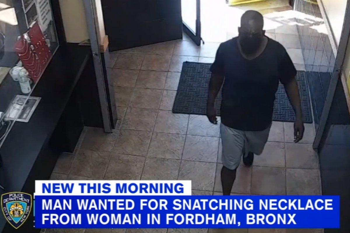 Man snatches woman&#039;s necklace off her neck in Fordham pawnshop