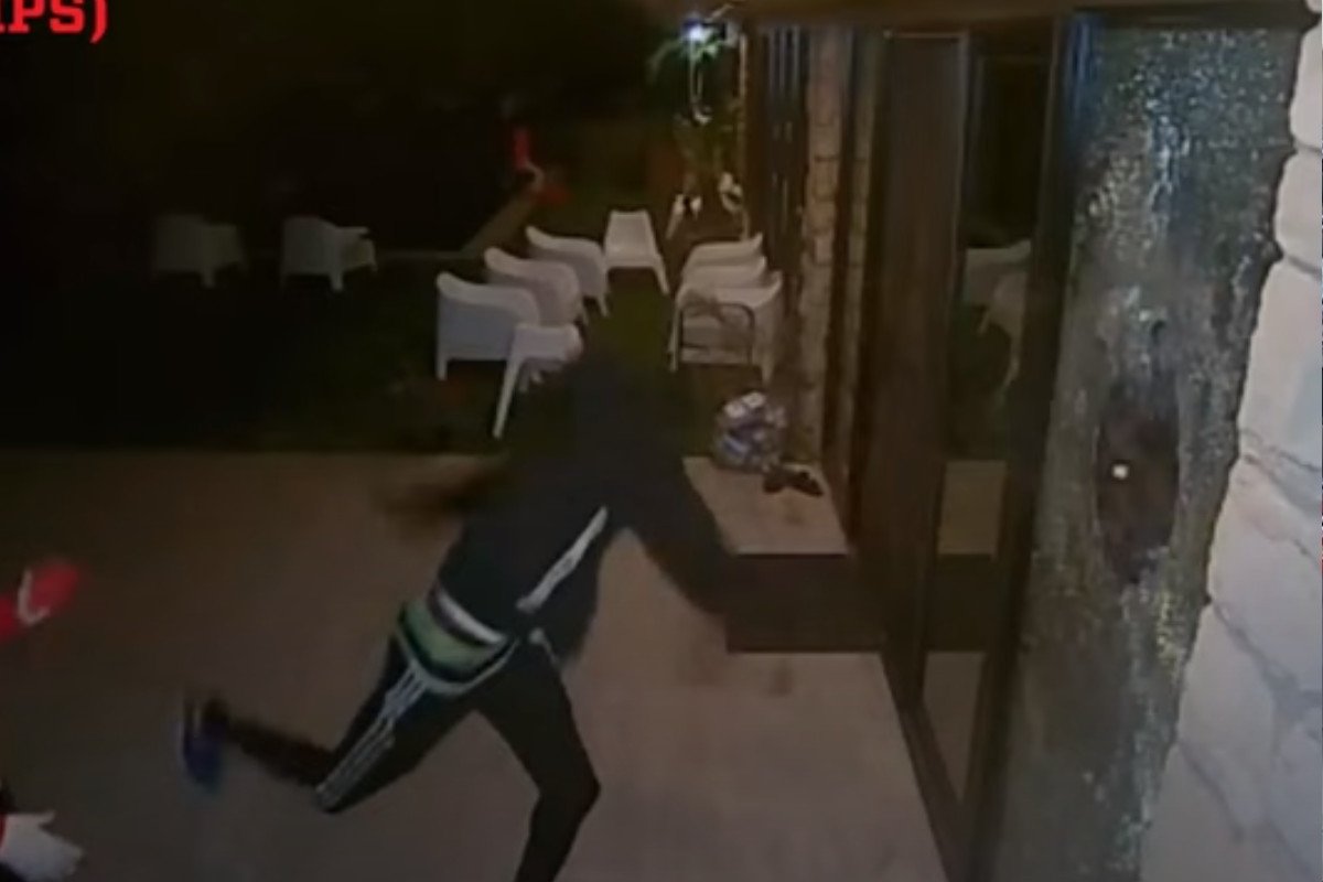 Video shows rock toss shatter Todt Hill glass door during shocking break-in. Men are sought in 3 other incidents.